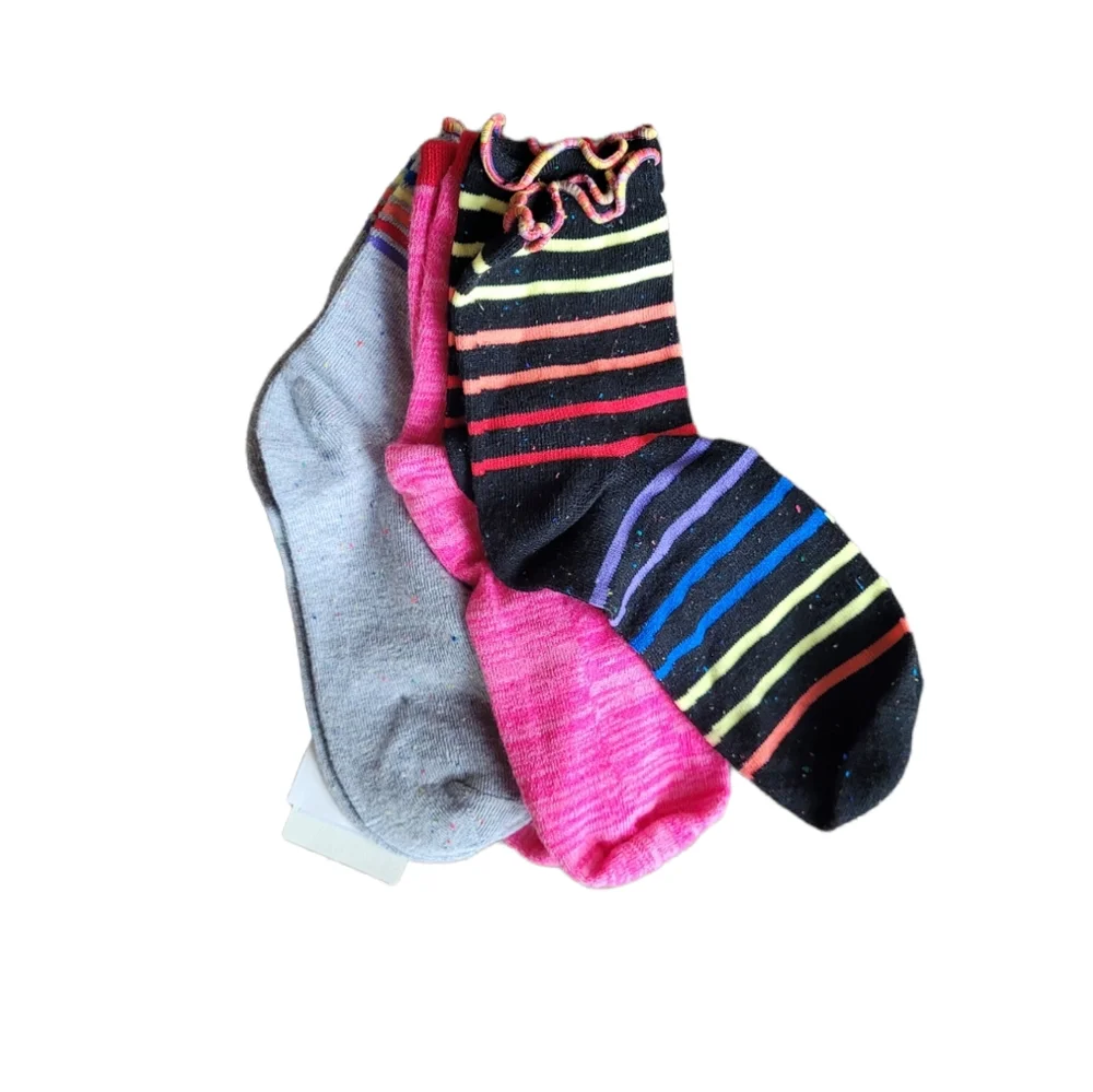 TUCKER + TATE 3 Pack Rainbow Pink Pack Lettuce Edge Socks Size 9-11